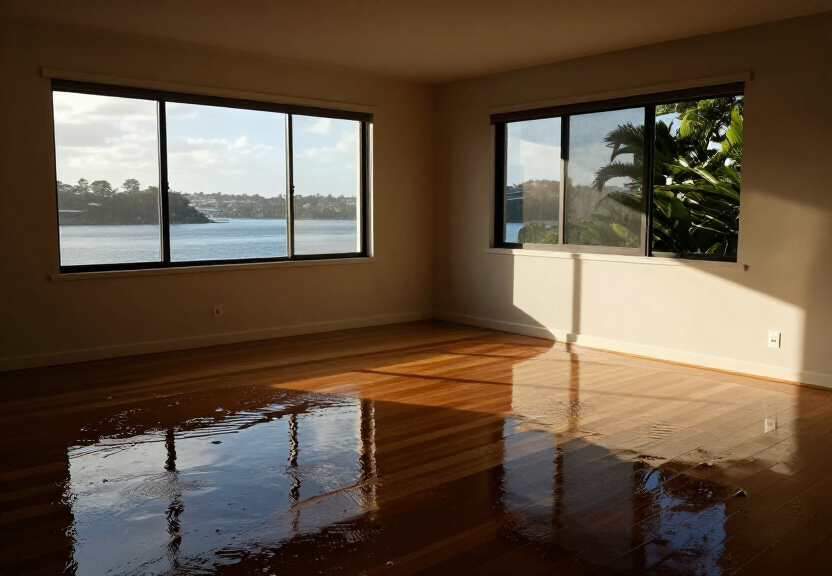 Water-damaged carpet and walls in an Artarmon home before restoration